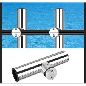 4PCS Boat Stainless Steel Clamp On Fishing Pole Rod Holder for Rails 7/8" to 1"